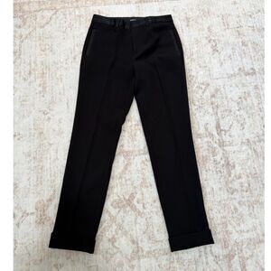 Madewell Black Satin Stripe Tuxedo Trousers Slim Cuffed Dress Pants Size 0